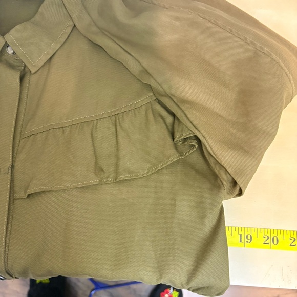 H&M TRF Khaki Ruffle Utility Jacket - Picture 14 of 15